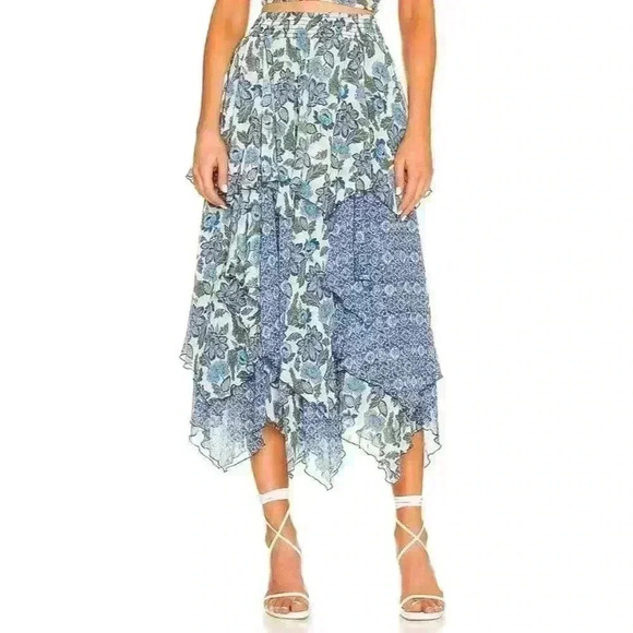 NWT MISA Los Angeles REVOLVE Zoe Maxi SKIRT Flora Azulia and Blue Astra Size XS - Picture 2 of 10